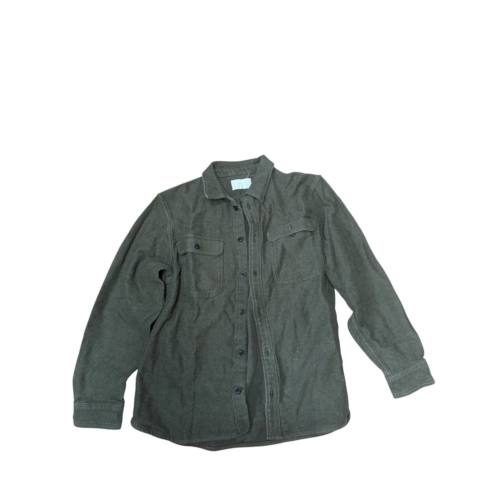 Everlane Womens Heavyweight‎ Flannel Shirt Jacket Olive Green Cotton Shacket L
